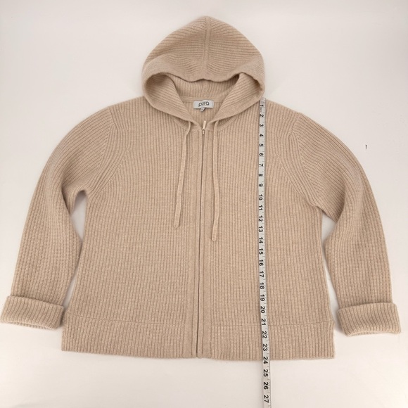 Pura Cashmere Women’s Zip Hoodie Sweater Neutral Beige 100% Cashmere XL Cozy - Picture 7 of 12